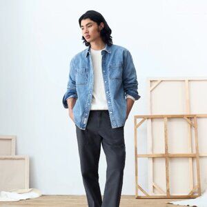 Frank & Oak Denim Button Down Shirt Light Blue Size Small